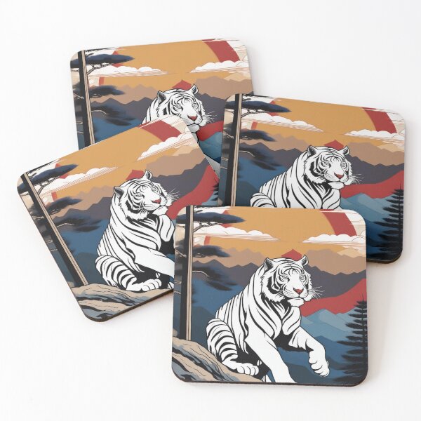 Item preview, White Tiger Guardian – Japanese Ukiyo-e Woodblock Art designed and sold by Vandy Fullam.