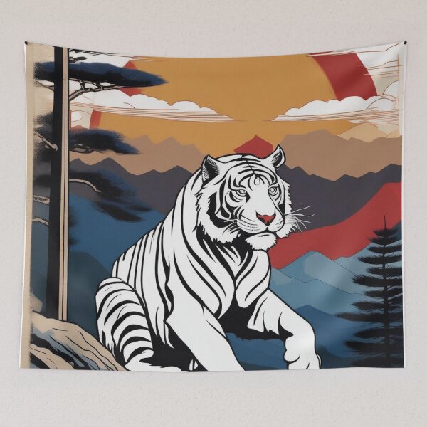 Artikelvorschau, Weißer Tigerwächter – Japanische Ukiyo-e-Holzschnittkunst entworfen und verkauft von Vandy Fullam.