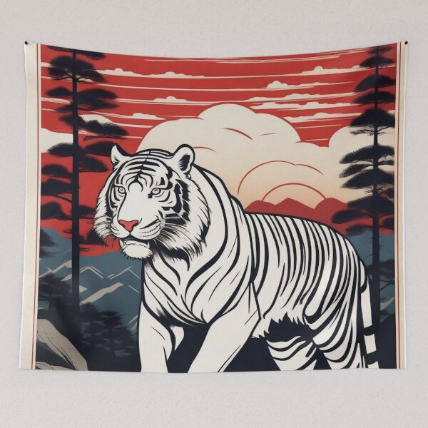 Item preview, Roaring Tiger on Cliff – Edo Period Japanese Print designed and sold by Vandy Fullam.