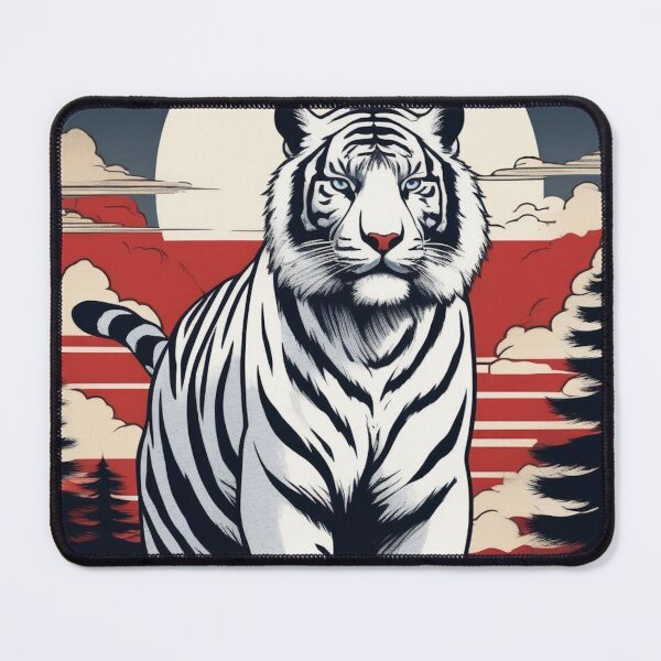 Item preview, Mythical White Tiger – Vintage Japanese Ukiyo-e Design designed and sold by Vandy Fullam.