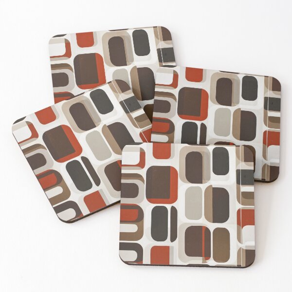 Item preview, 70s Retro Geometric Pattern Brown Red 1 designed and sold by Velvetcosmonova.