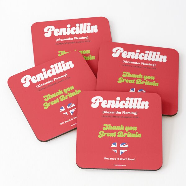 Item preview, Typo T-shirt in bright red celebrating Penicillin designed and sold by Robert Hills.
