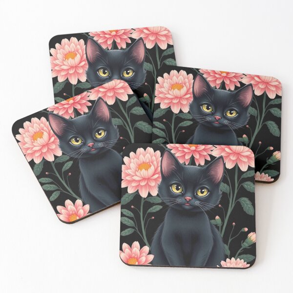 Item preview, Black cat with flowers n.6 designed and sold by Filotecnia.