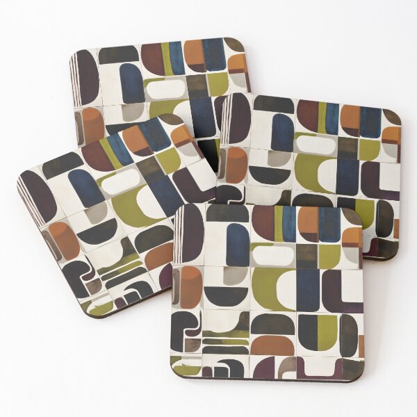 Item preview, 70s Retro Geometric Pattern Brown olive 1 designed and sold by Velvetcosmonova.