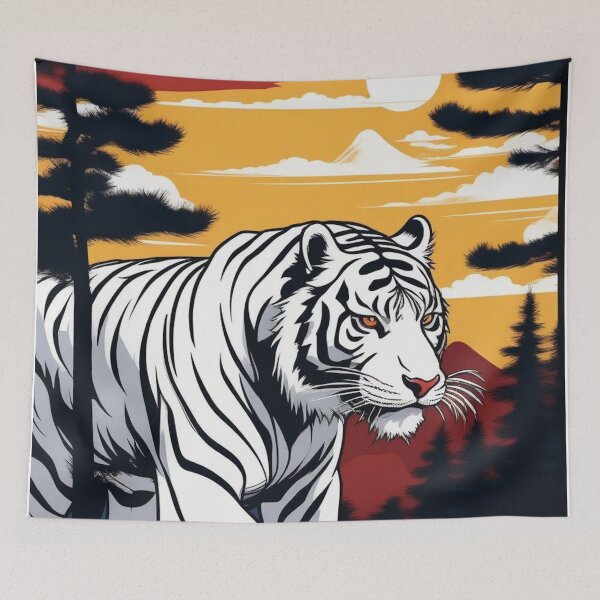 Item preview, Ukiyo-e Tiger Guardian – Retro Japanese Mythical Poster designed and sold by Vandy Fullam.