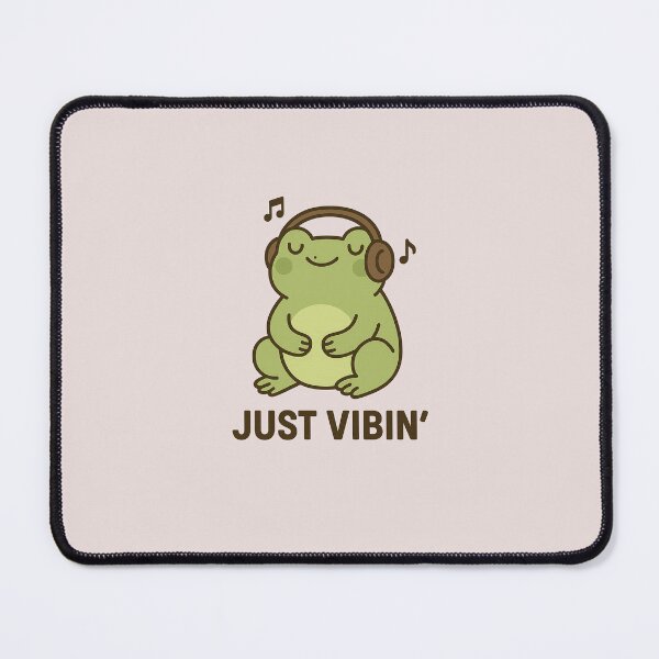 Item preview, Just Vibin’ – Cute Frog with Headphones Sticker designed and sold by Korn & Q.