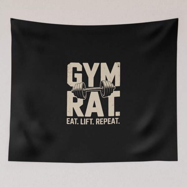Item preview, Gym Rat Eat Lift Repeat Vintage Weightlifting T-Shirt Design designed and sold by Enea Kelo.