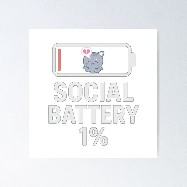 Aperçu de l'œuvre Social Battery 1% – Funny Introvert Low Energy Meme Design créée et vendue par RouniBoutique.