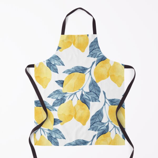 Item preview, Lemons illustration with blue leaves on white background designed and sold by helga-wigandt.