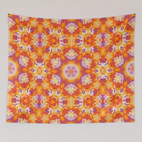 Item preview, Hex Mandala Orange Purple and White designed and sold by WormholeOrbital.
