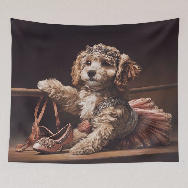 Item preview, Cockapoo Puppy Dressed as a Ballerina – Cute Whimsical Dog Art designed and sold by baggycatsworld.