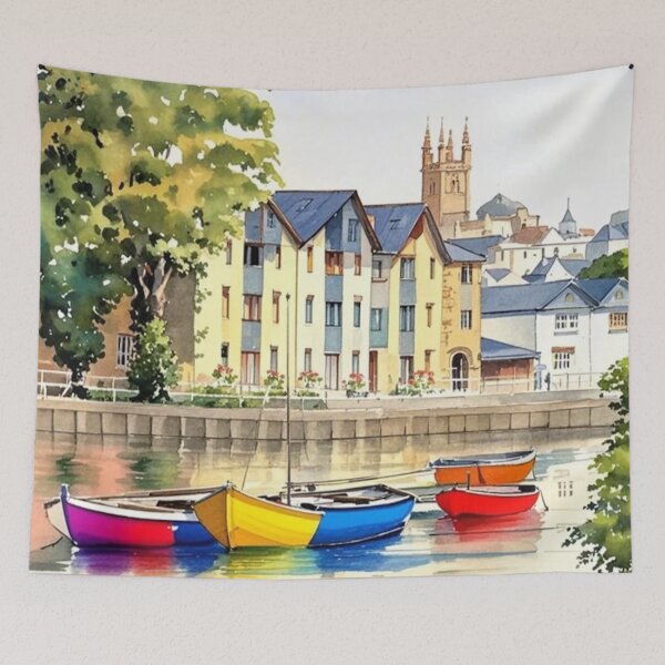 Item preview, Across the river to Totnes（watercolour + AI） designed and sold by artsmeow.
