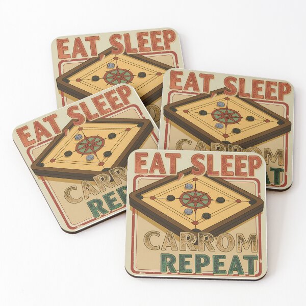 Item preview, Eat Sleep Carrom Repeat – Vintage Board Game Design (2) designed and sold by InkoraLab.