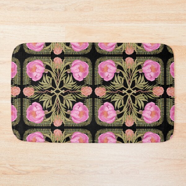 Item preview, Botanical watercolor composition of pink peonies, protea flowers and green leaves designed and sold by Grin Katalina Floral Patterns & Cozy Art.