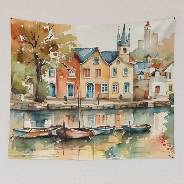 Item preview, Across the river to Totnes2（watercolour + AI） designed and sold by artsmeow.