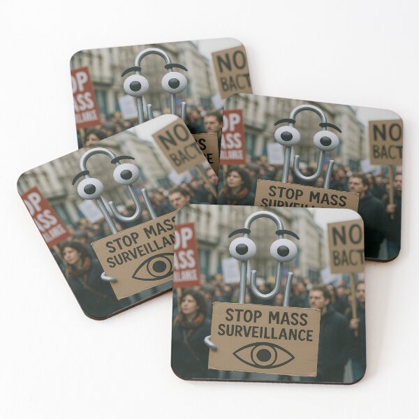 Item preview, Real-life Clippy Protesting against Mass Surveillance designed and sold by Cyberpunk Dystopias & SciFi.