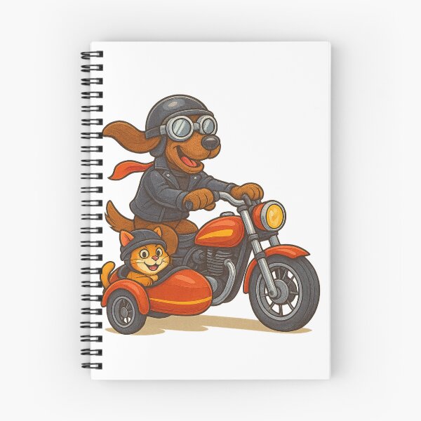 Item preview, Cool Biker Dog and Cat on a Motorcycle – Funny Cartoon Illustration designed and sold by Maggrafi.