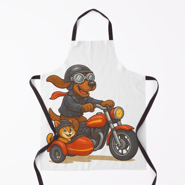 Item preview, Cool Biker Dog and Cat on a Motorcycle – Funny Cartoon Illustration designed and sold by Maggrafi.