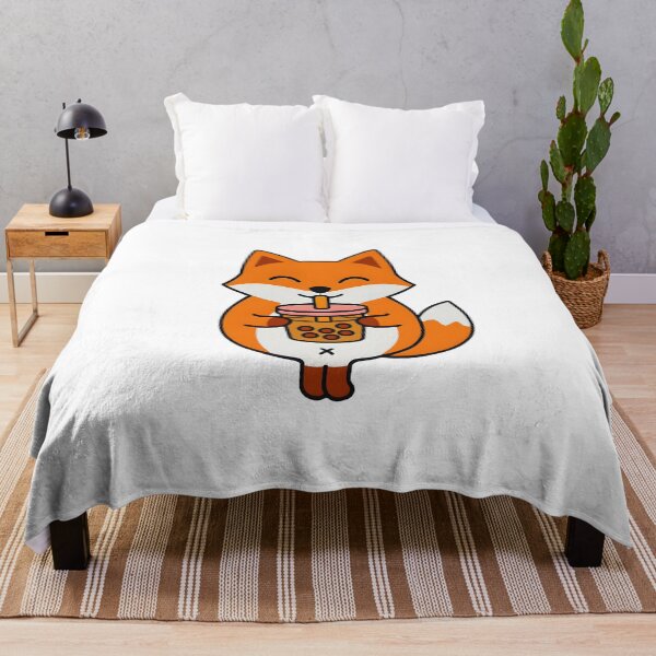 Item preview, Kawaii Fox Drinking Boba Tea - Cute Anime Style designed and sold by OsasChild.