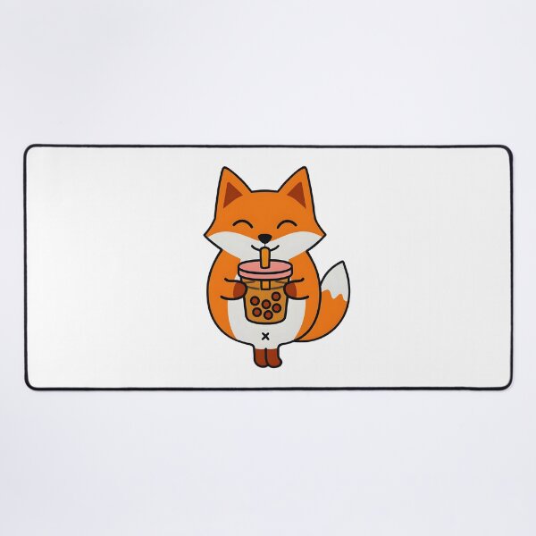 Item preview, Kawaii Fox Drinking Boba Tea - Cute Anime Style designed and sold by OsasChild.