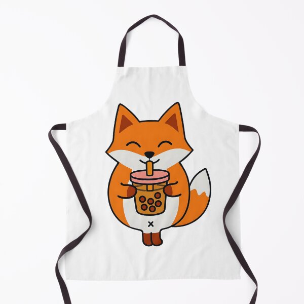 Item preview, Kawaii Fox Drinking Boba Tea - Cute Anime Style designed and sold by OsasChild.