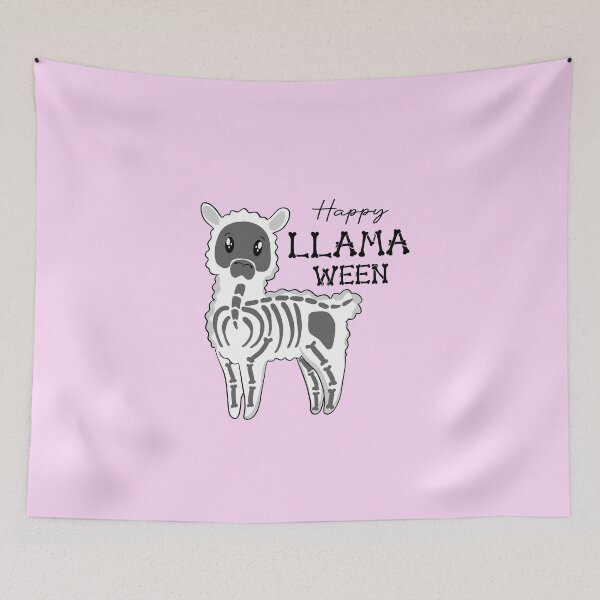 Item preview, Happy Llama-ween white designed and sold by NettiesWallArt.
