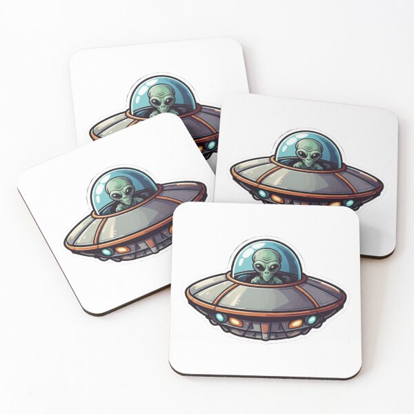 Item preview, Cute Alien in UFO Flying Saucer Sticker designed and sold by PrintBreeze.