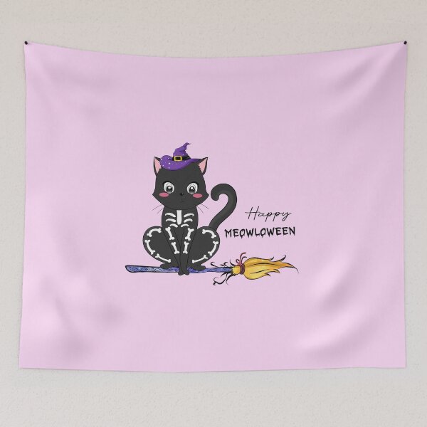 Item preview, Happy Meow-loween Cat designed and sold by NettiesWallArt.