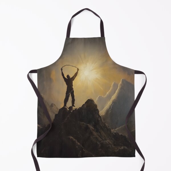 Artikelvorschau, Ein symbolisches visuelles Design einer Figur, die sich auf einem Berggipfel befreit. entworfen und verkauft von HEMRO.
