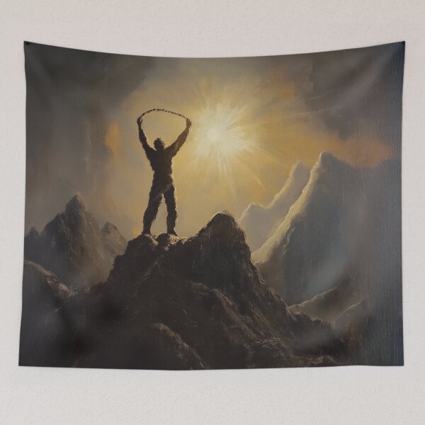 Item preview, A symbolic visual design of a figure breaking free on a mountaintop. designed and sold by HEMRO.