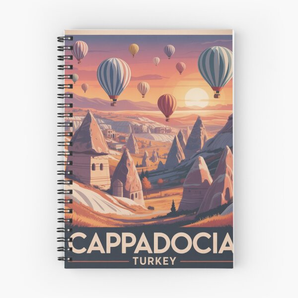 Item preview, Cappadocia Turkey Retro Travel Poster – Hot Air Balloons and Fairy Chimneys designed and sold by Timeless Design.