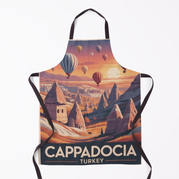 Item preview, Cappadocia Turkey Retro Travel Poster – Hot Air Balloons and Fairy Chimneys designed and sold by Timeless Design.