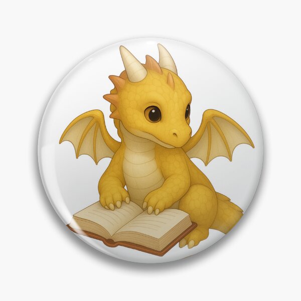 Artikelvorschau, Zitronengelber Babydrache liest ein Buch entworfen und verkauft von Hatchling Hollow.