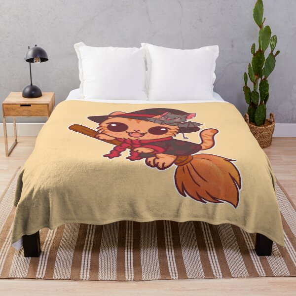 Item preview, Witch Cat with Bat on Broom – Kawaii Halloween Magic designed and sold by BGMeYou.