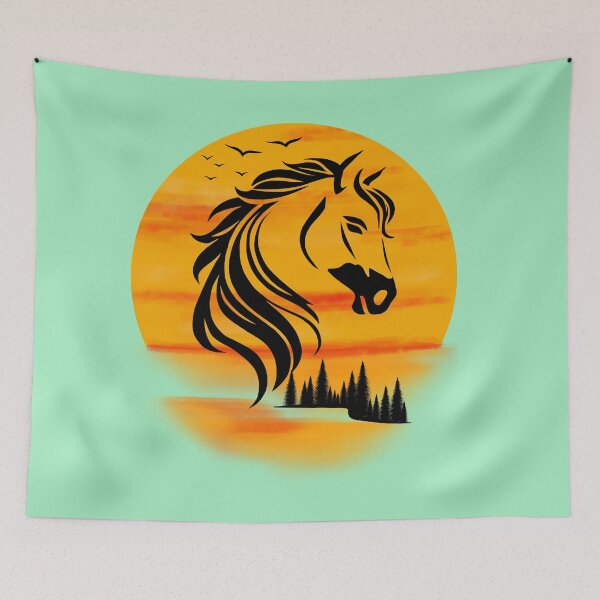 Item preview, Horse at sunset – silhouette against the sky designed and sold by Szpaku desart .