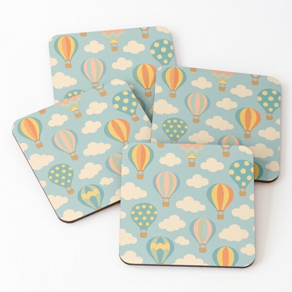 Item preview, Pastel Hot Air Balloons with Clouds Pattern designed and sold by weirdfishes123.