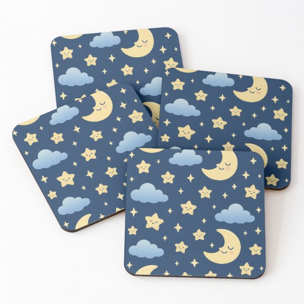Item preview, Kawaii Moon and Stars Night Sky Pattern designed and sold by weirdfishes123.