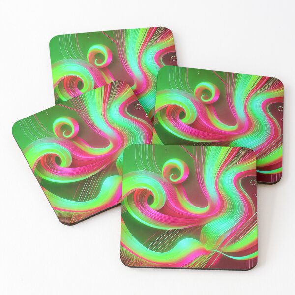 Item preview, Neon Abstract Swirls in Green and Pink Light designed and sold by Chamasi.