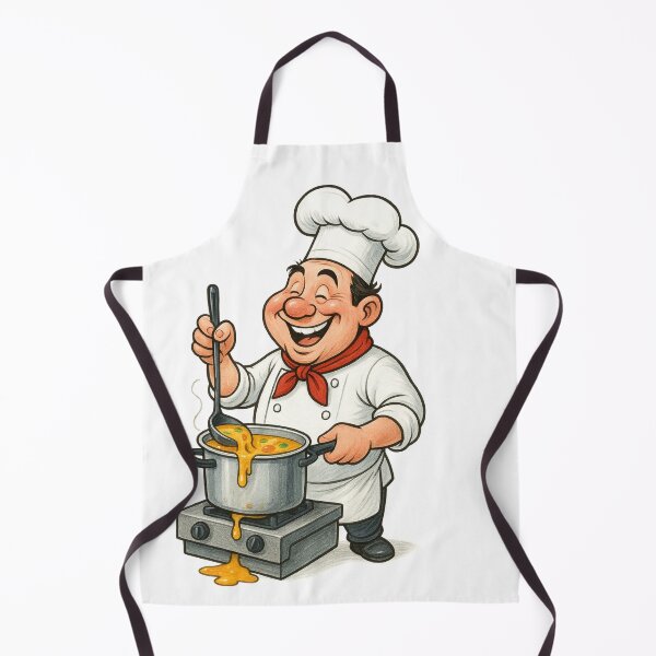 Item preview, Smiling Cartoon Chef Stirring Soup on Kitchen Stove in Cooking Environment designed and sold by Por_photos.