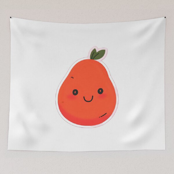 Item preview, Kawaii Red Pear with Leaf – Cute Fruit Cartoon Sticker designed and sold by OsasChild.