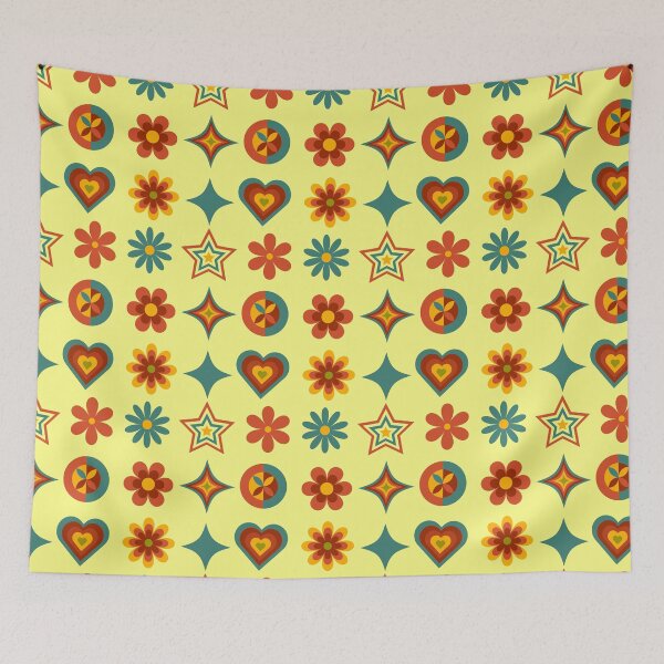 Item preview, Retro Floral & Geometric Pattern - 70s Vibe Design designed and sold by PrintandJoy.