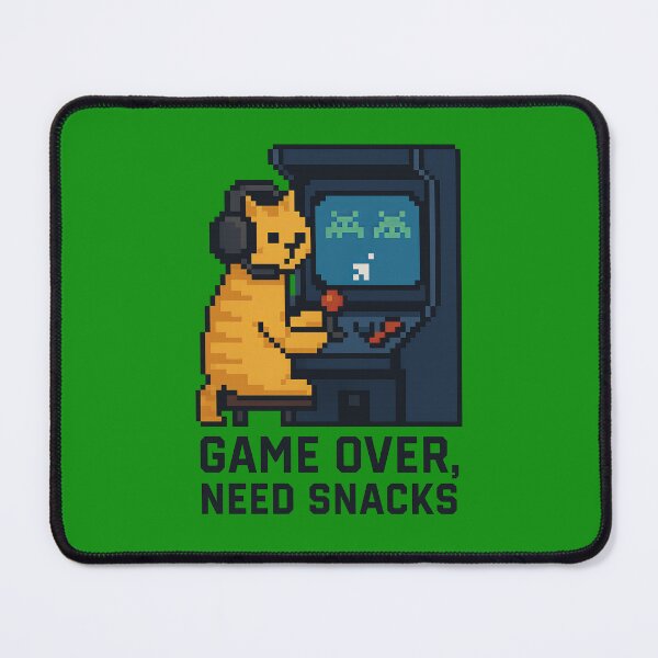 Item preview, Game Over Need Snacks Retro Pixel Cat Gamer designed and sold by ArtComixHaven.
