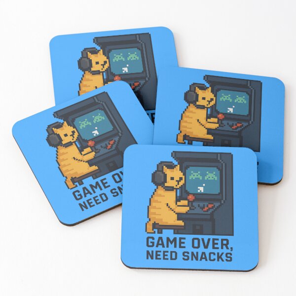 Item preview, Game Over Need Snacks Retro Pixel Cat Gamer designed and sold by ArtComixHaven.