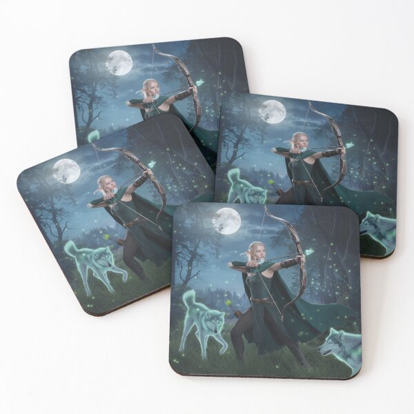 Item preview, Moonlit Elven Archer with Spirit Wolves designed and sold by photoparadise22.