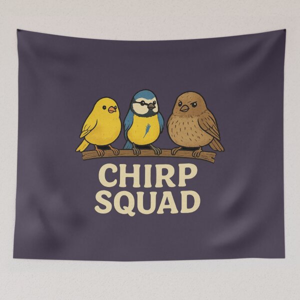 Artikelvorschau, Chirp Squad Birds T-Shirt | Süßes Cartoon-Vogel-Grafik-T-Shirt | Lustiges Animal Squad Design entworfen und verkauft von KDesignCrafts.