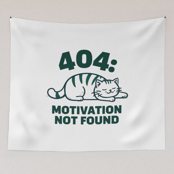 Item preview, 404 Motivation Not Found – Funny Cat Illustration for Lazy Days designed and sold by UniquePoster.