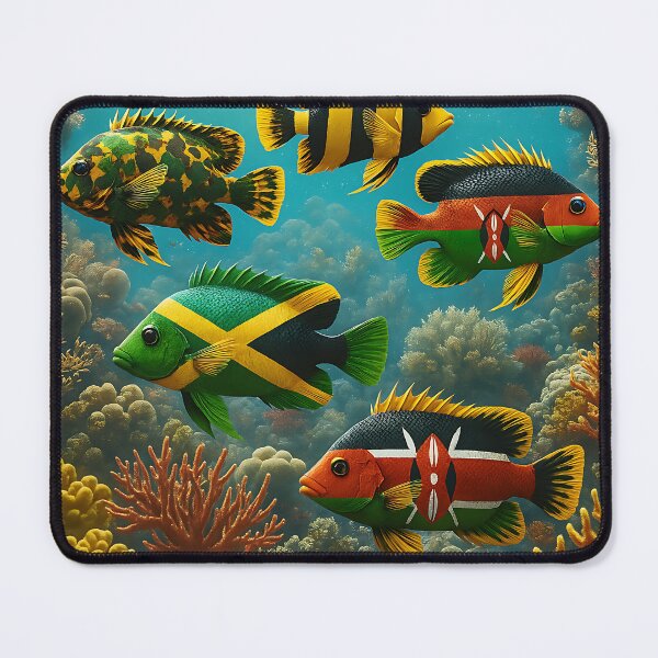 Item preview, Tropical Reef Fish with Jamaican & Kenyan Flag Patterns designed and sold by DuttyLion.
