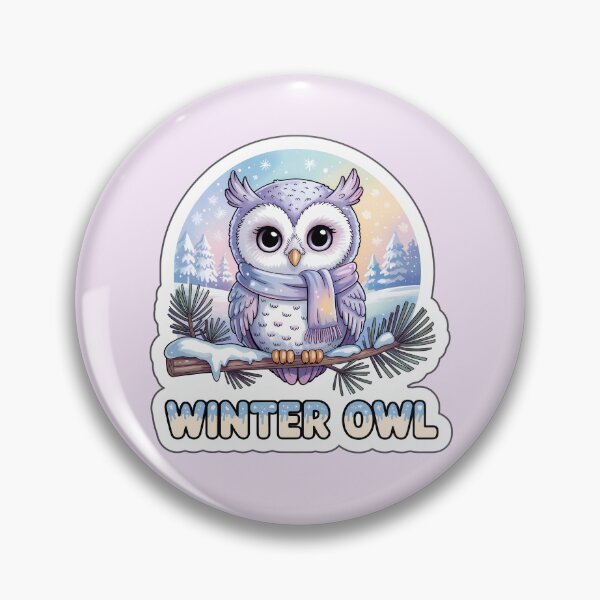 Item preview, Winter Owl Sticker – Cute Kawaii Owl on Snowy Branch in Pastel Winter Scene designed and sold by Nuist25.