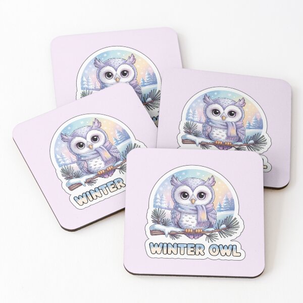 Item preview, Winter Owl Sticker – Cute Kawaii Owl on Snowy Branch in Pastel Winter Scene designed and sold by Nuist25.