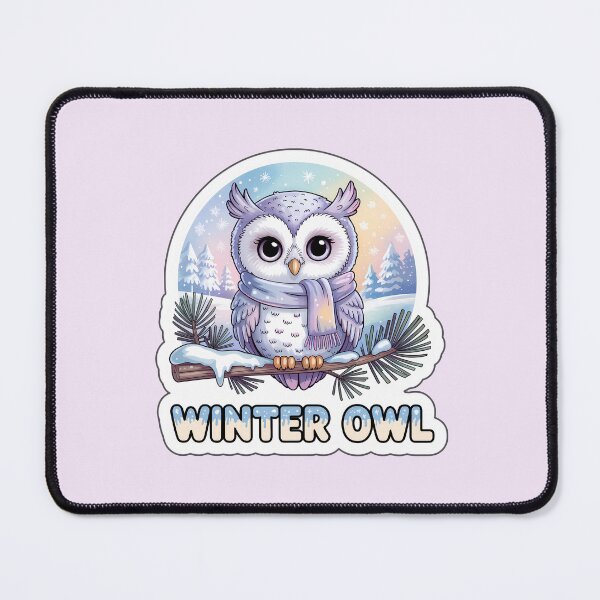 Item preview, Winter Owl Sticker – Cute Kawaii Owl on Snowy Branch in Pastel Winter Scene designed and sold by Nuist25.